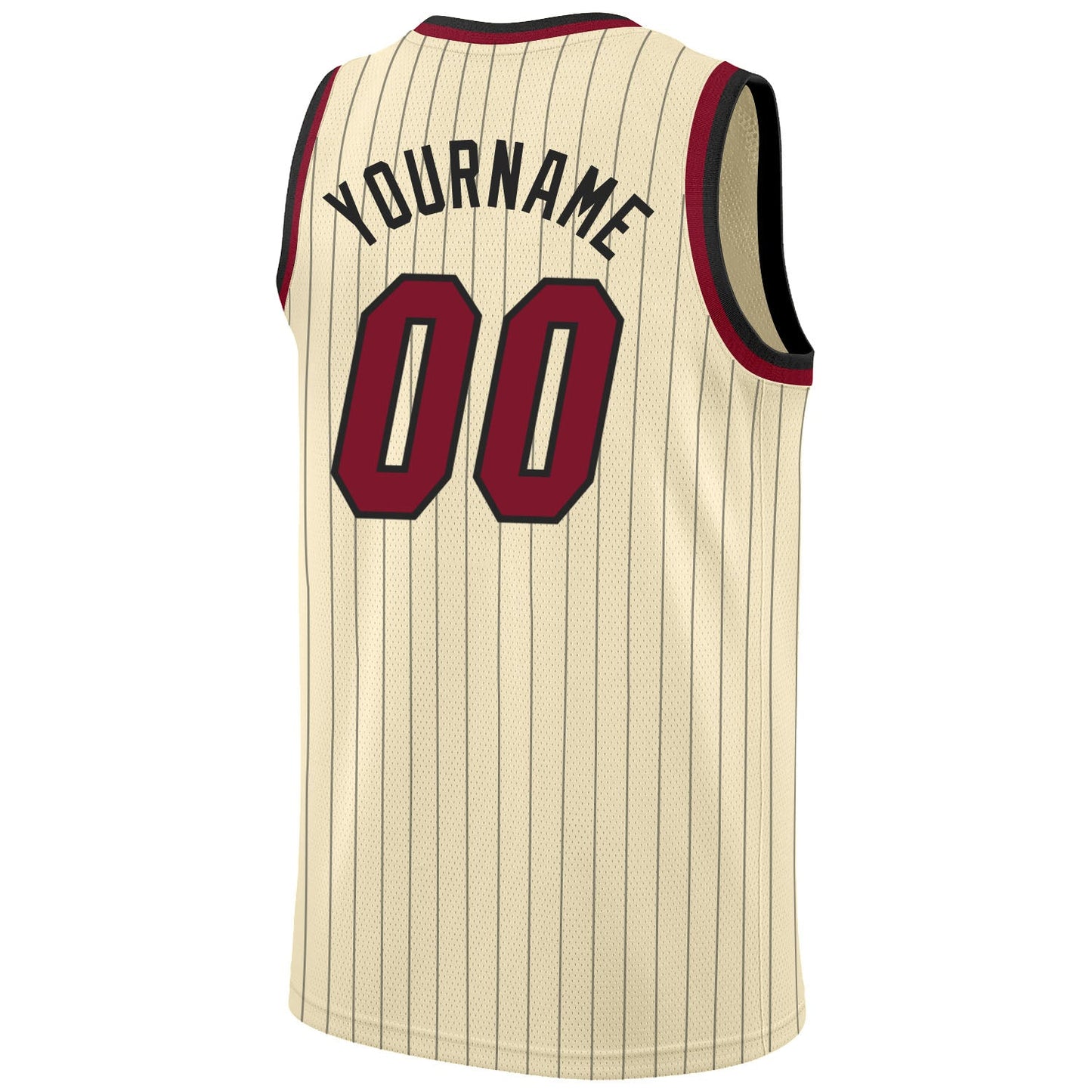 Custom Cream Black Pinstripe Maroon-Black Authentic Basketball Jersey - Sky-Custom