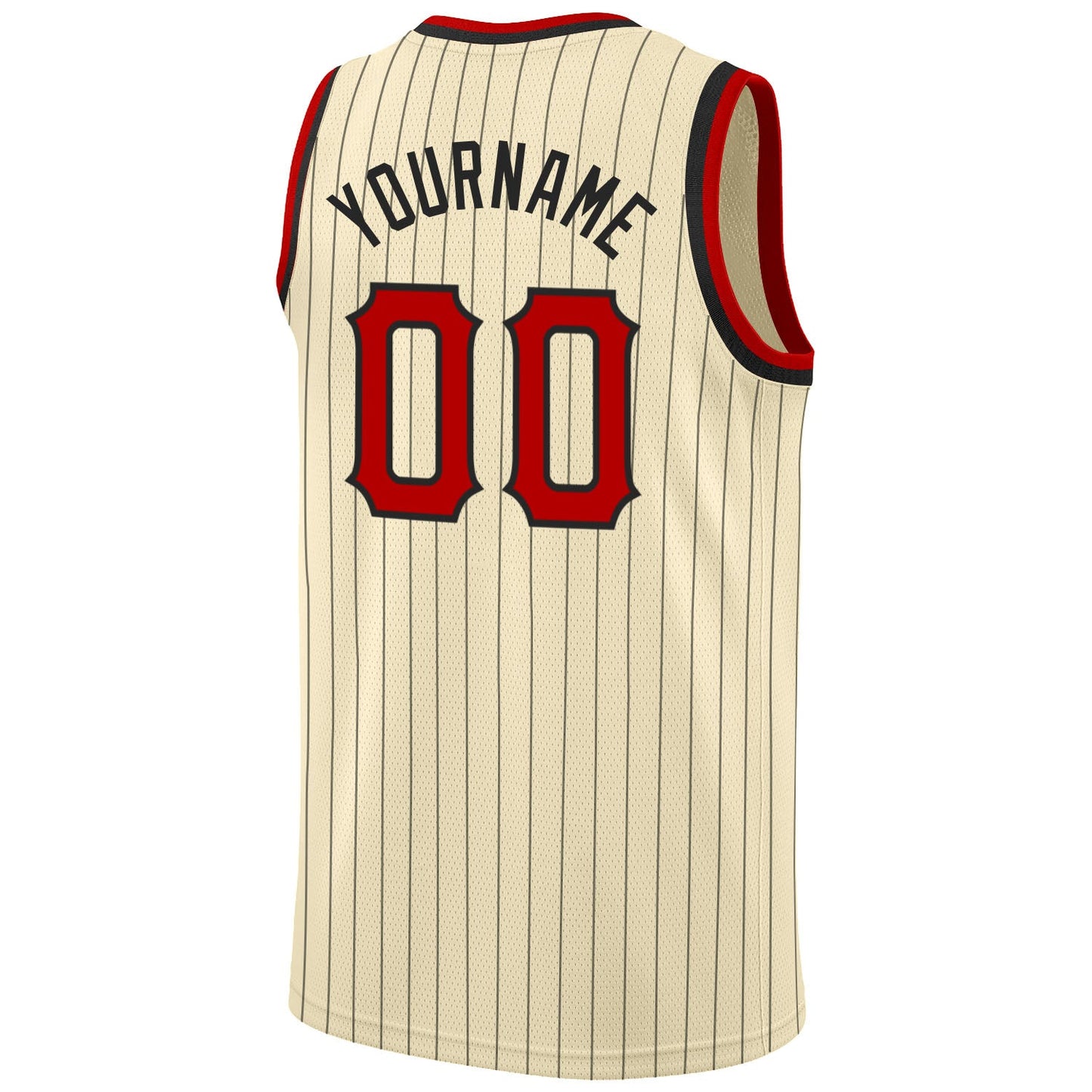 Custom Cream Black Pinstripe Red-Black Authentic Basketball Jersey - Sky-Custom