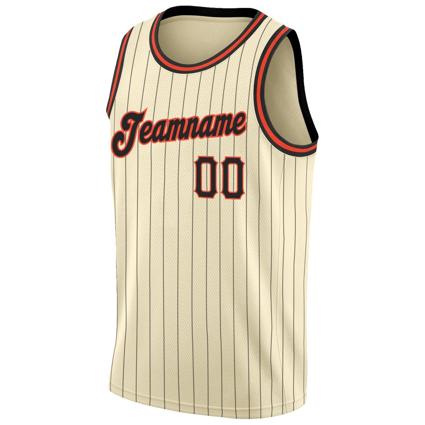 Custom Cream Black Pinstripe Black-Orange Authentic Basketball Jersey - Sky-Custom