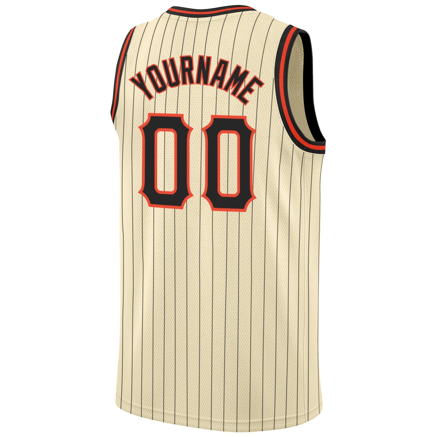 Custom Cream Black Pinstripe Black-Orange Authentic Basketball Jersey - Sky-Custom