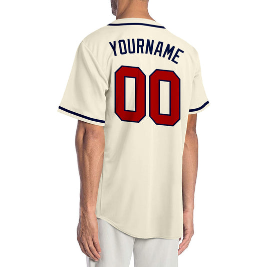 Custom Cream Red-Navy Authentic Baseball Jersey - Sky-Custom