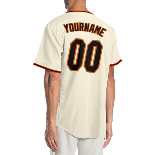 Custom Cream Black Orange-Old Gold Authentic Baseball Jersey - Sky-Custom