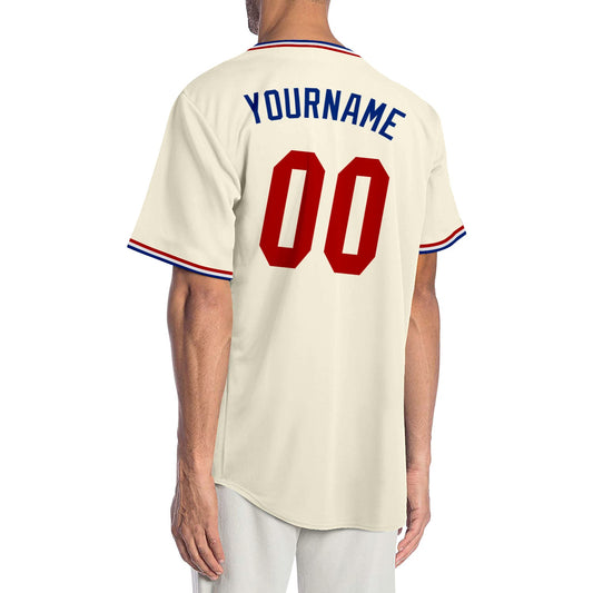 Custom Cream Red-Royal Authentic Baseball Jersey - Sky-Custom