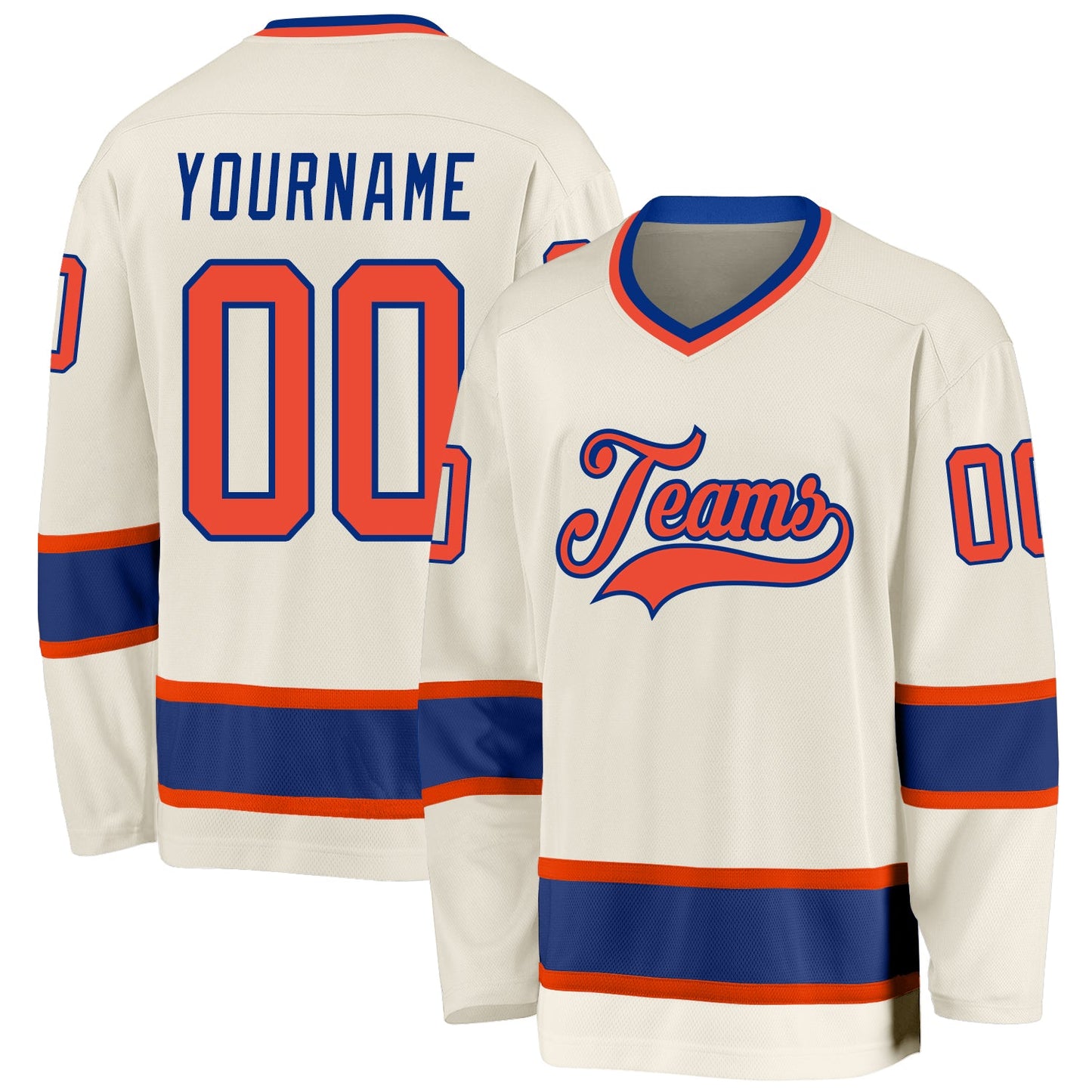 Custom Cream Orange-Royal Hockey Jersey - Sky-Custom