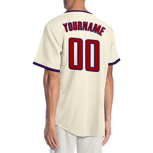 Custom Cream Red-Royal Authentic Baseball Jersey - Sky-Custom