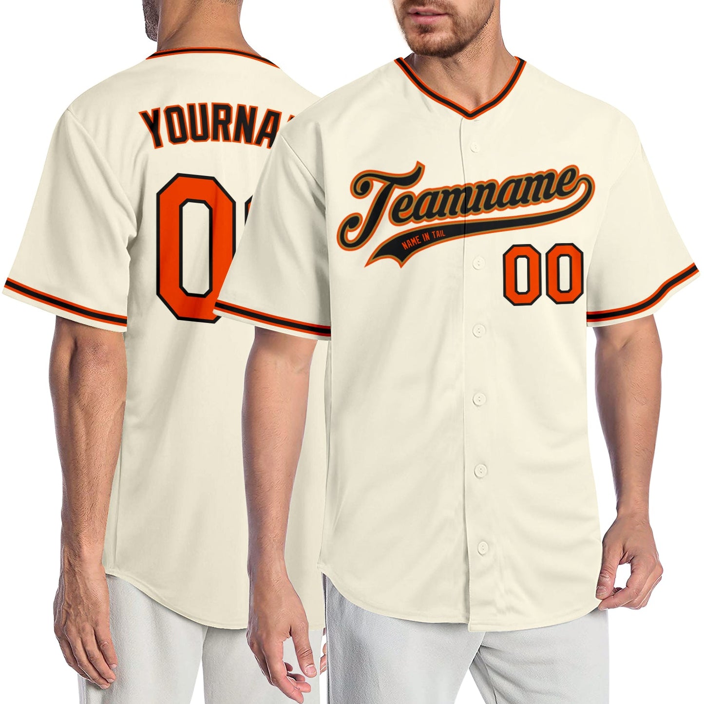 Custom Cream Orange Black-Old Gold Authentic Baseball Jersey - Sky-Custom