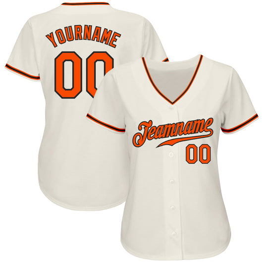 Custom Cream Orange-Black Authentic Baseball Jersey - Sky-Custom