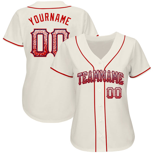 Custom Cream Red-Navy Authentic Drift Fashion Baseball Jersey - Sky-Custom