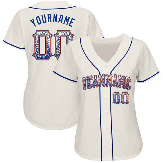 Custom Cream Royal-Orange Authentic Drift Fashion Baseball Jersey - Sky-Custom
