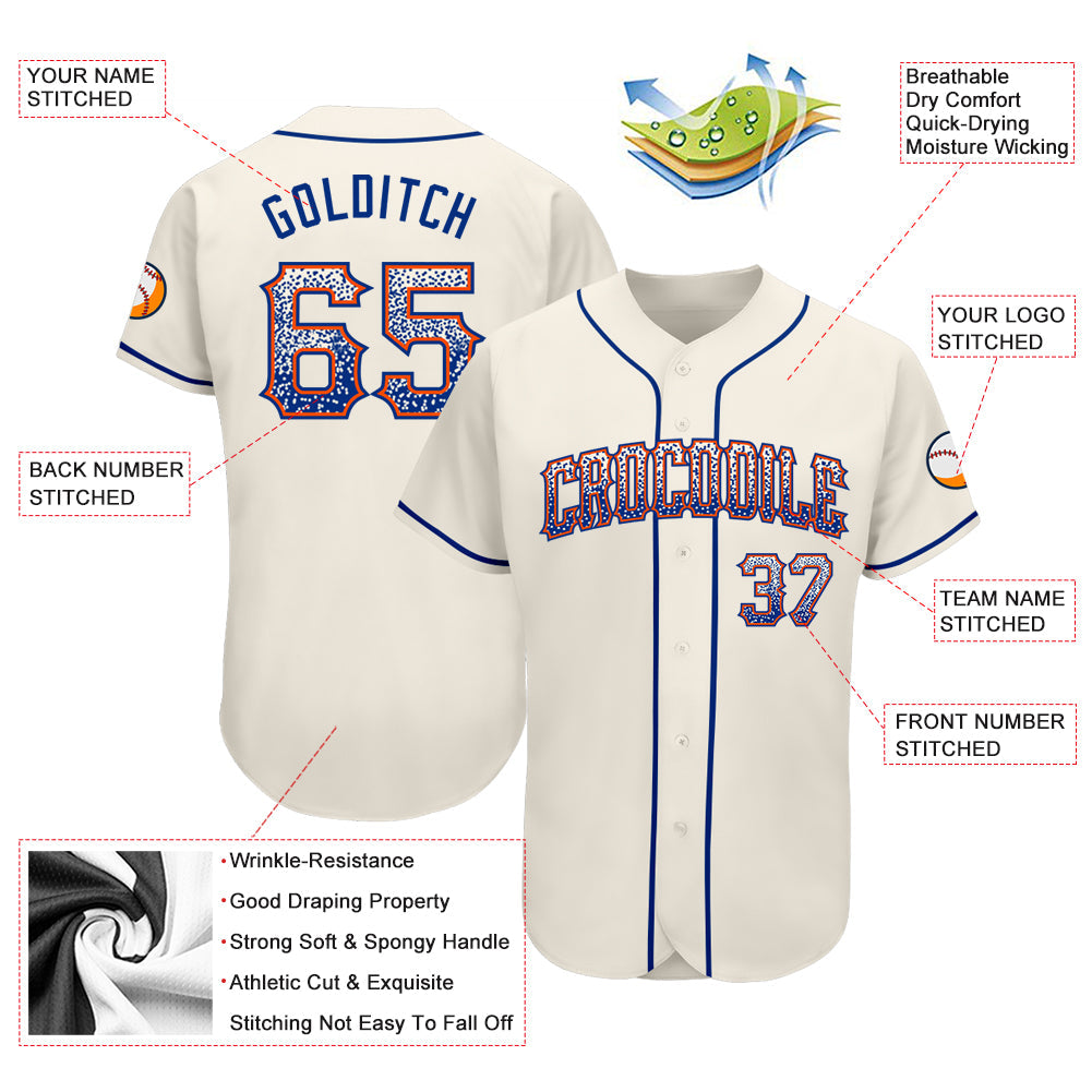 Custom Cream Royal-Orange Authentic Drift Fashion Baseball Jersey - Sky-Custom