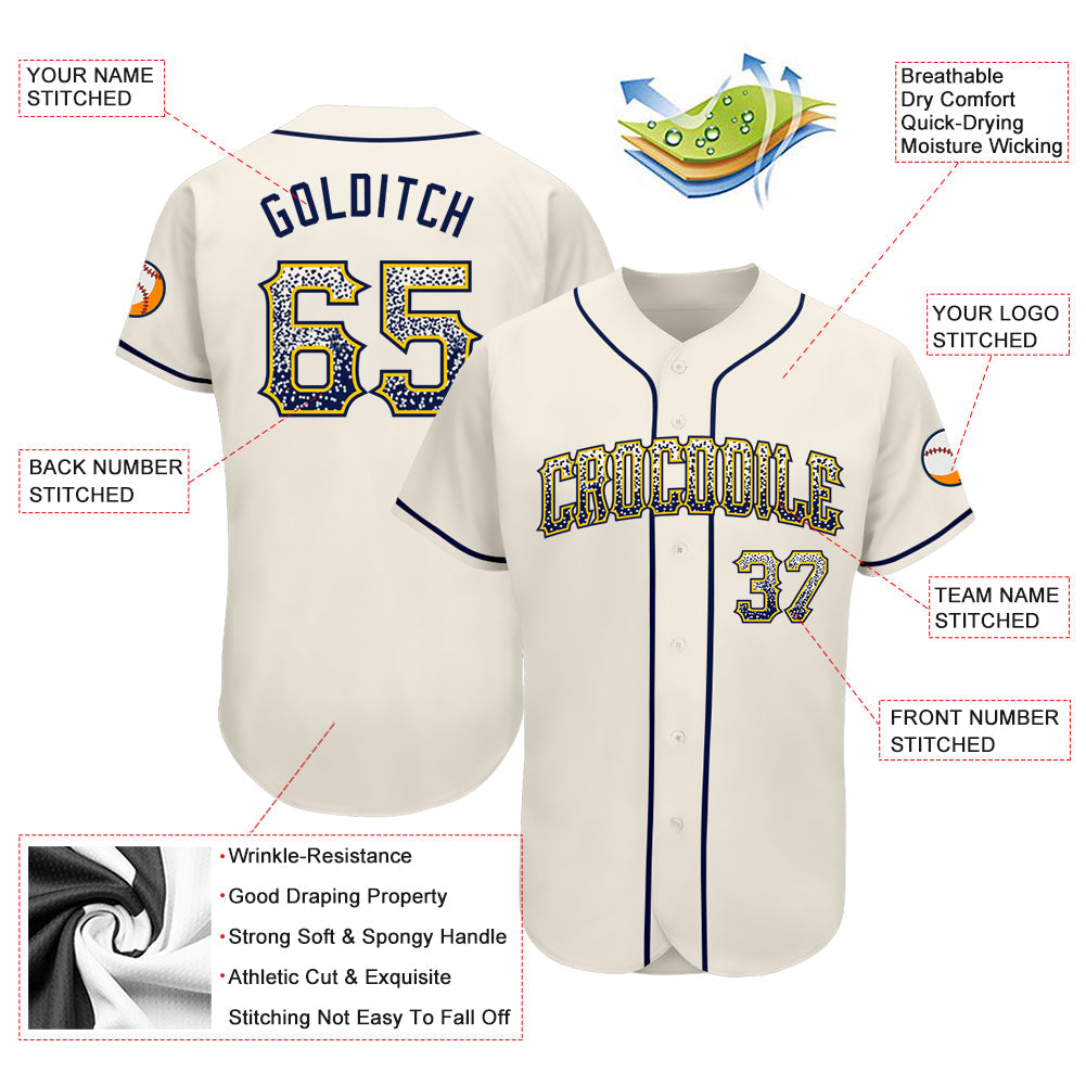 Custom Cream Navy-Gold Authentic Drift Fashion Baseball Jersey - Sky-Custom