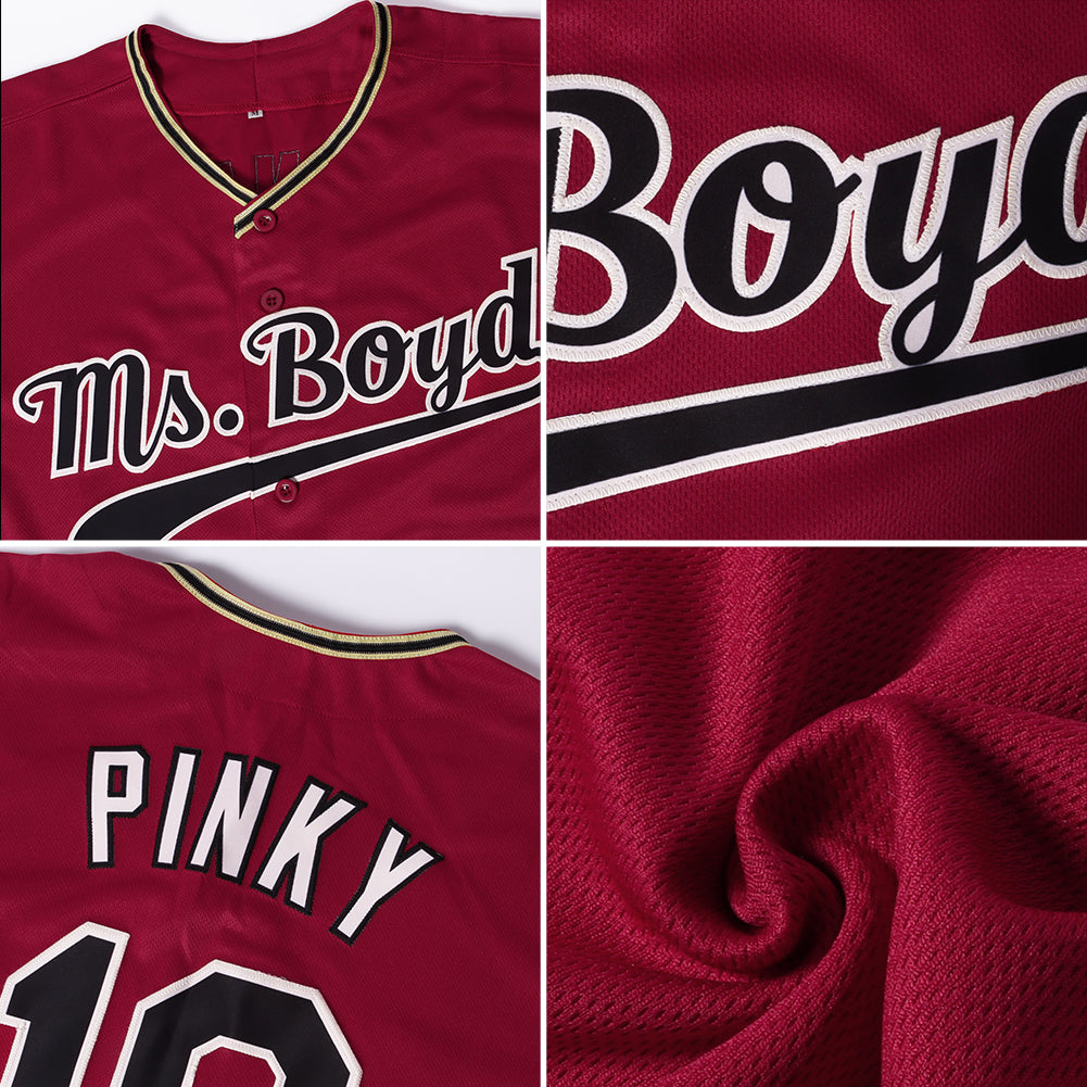 Custom Crimson Black-Gold Authentic Baseball Jersey - Sky-Custom