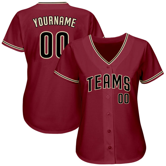 Custom Crimson Black-City Cream Authentic Baseball Jersey - Sky-Custom