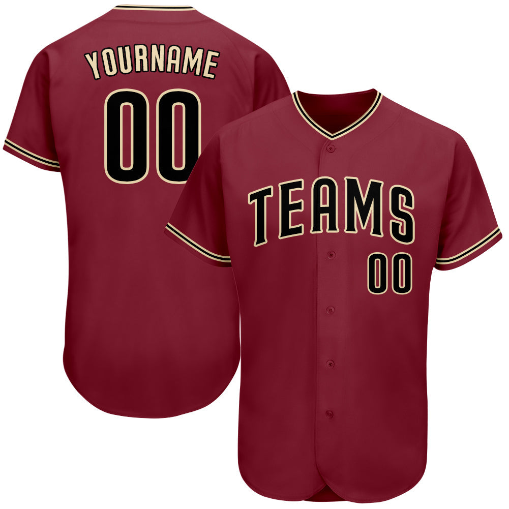 Custom Crimson Black-City Cream Authentic Baseball Jersey - Sky-Custom