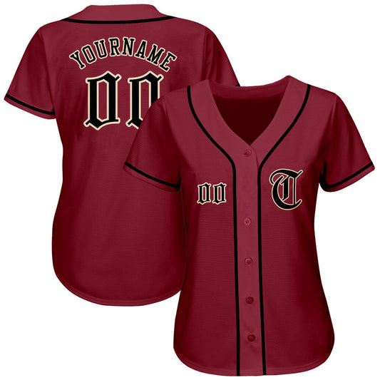 Custom Crimson Black-City Cream Authentic Baseball Jersey - Sky-Custom
