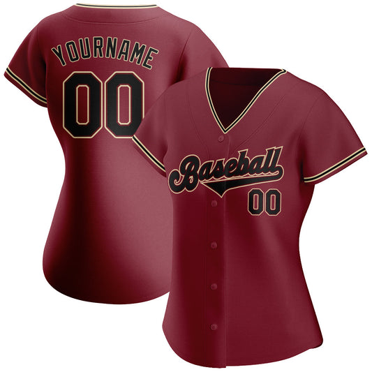 Custom Crimson Black-City Cream Authentic Baseball Jersey - Sky-Custom