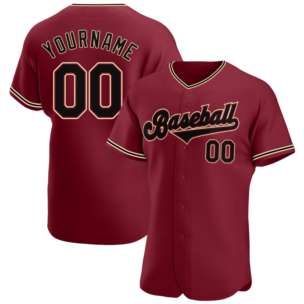 Custom Crimson Black-City Cream Authentic Baseball Jersey - Sky-Custom