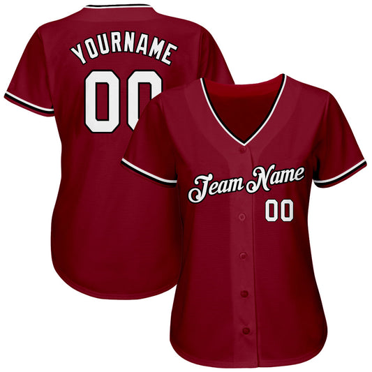 Custom Crimson White-Black Authentic Baseball Jersey - Sky-Custom