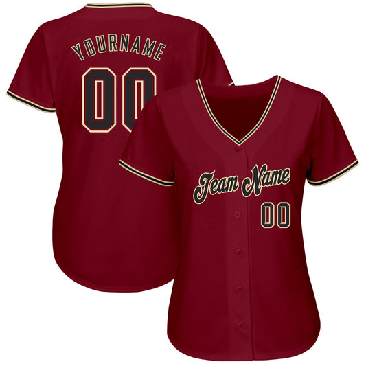 Custom Crimson Black-City Cream Authentic Baseball Jersey - Sky-Custom