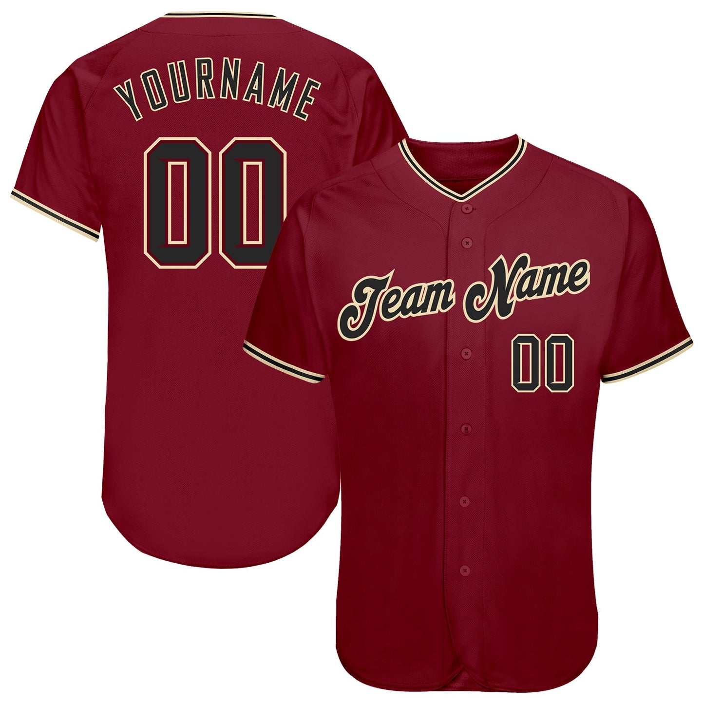 Custom Crimson Black-City Cream Authentic Baseball Jersey - Sky-Custom