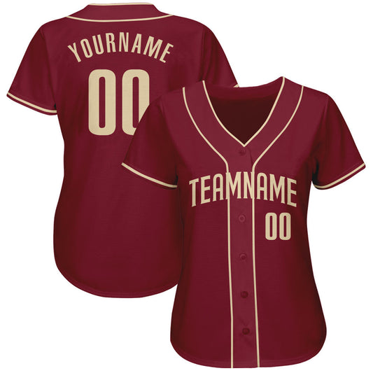 Custom Crimson Cream Authentic Baseball Jersey - Sky-Custom
