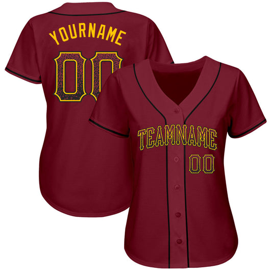 Custom Crimson Black-Gold Authentic Drift Fashion Baseball Jersey - Sky-Custom