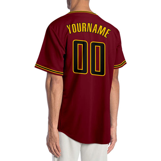 Custom Crimson Black-Gold Authentic Baseball Jersey - Sky-Custom
