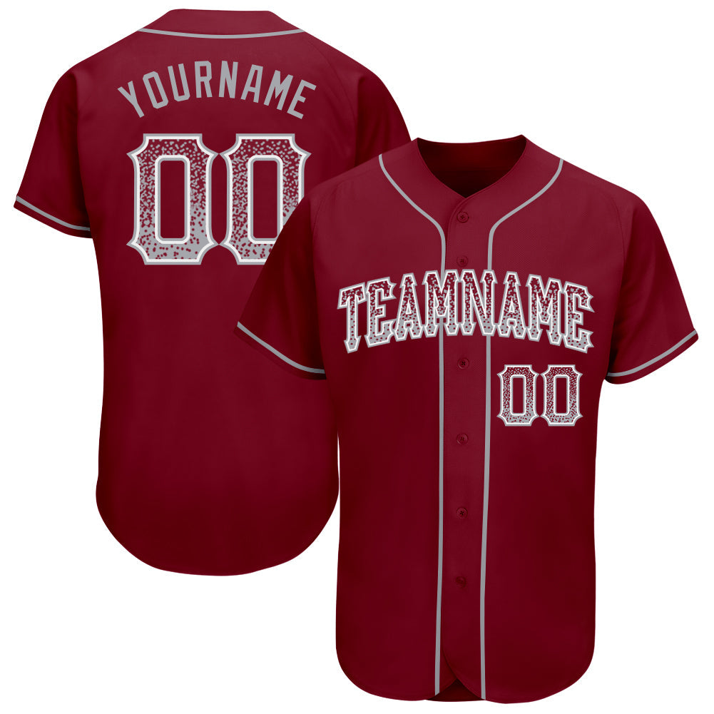 Custom Crimson Gray-White Authentic Drift Fashion Baseball Jersey - Sky-Custom