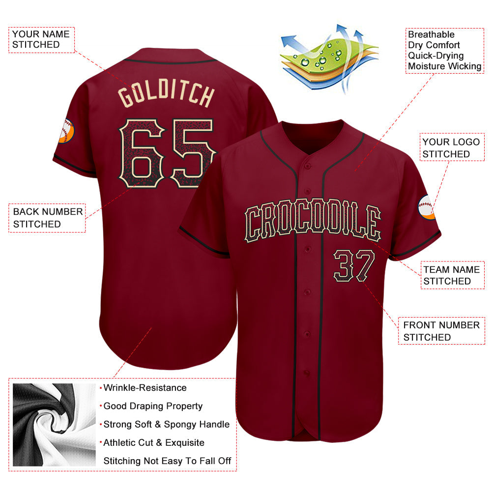Custom Crimson Black-Cream Authentic Drift Fashion Baseball Jersey - Sky-Custom