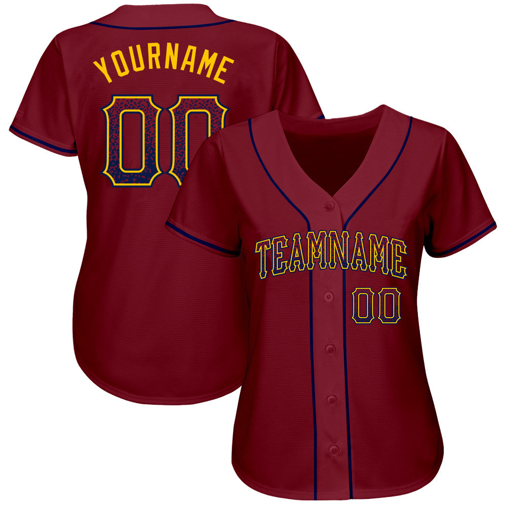 Custom Crimson Navy-Gold Authentic Drift Fashion Baseball Jersey - Sky-Custom