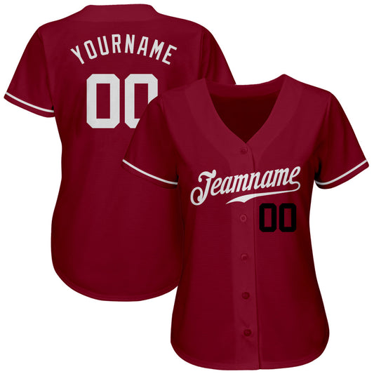 Custom Crimson White-Black Authentic Baseball Jersey - Sky-Custom