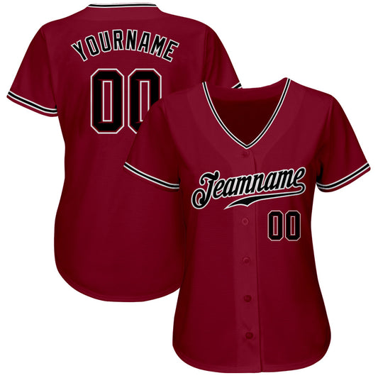 Custom Crimson Black-White Authentic Baseball Jersey - Sky-Custom