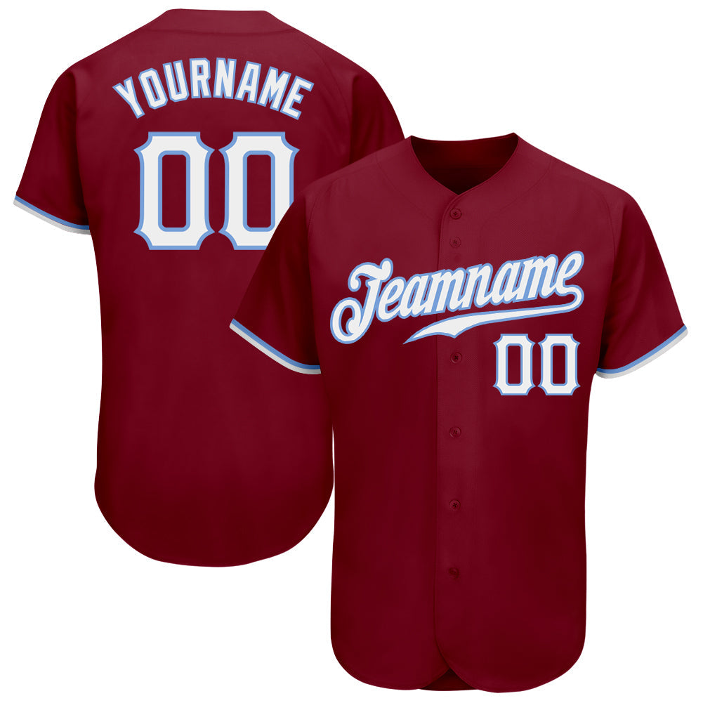 Custom Crimson White-Light Blue Authentic Baseball Jersey - Sky-Custom