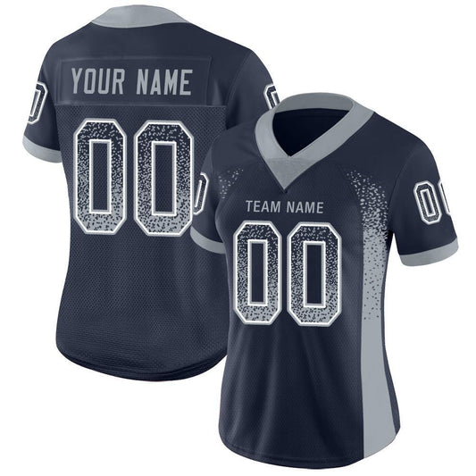 Custom Navy Light Gray-White Mesh Drift Fashion Football Jersey - Sky-Custom