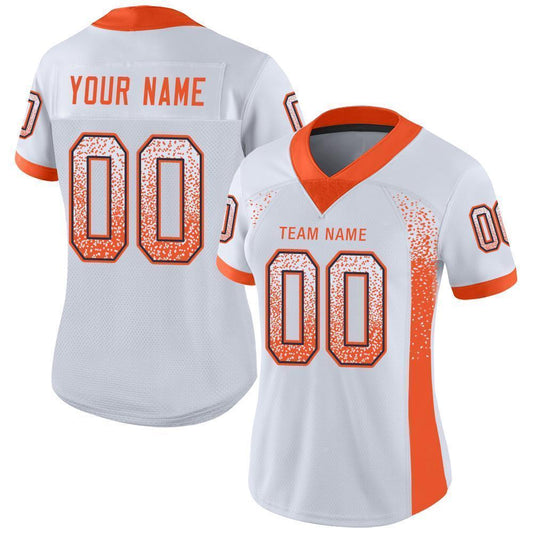 Custom White Orange-Navy Mesh Drift Fashion Football Jersey - Sky-Custom