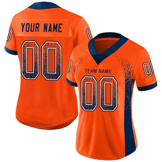 Custom Orange Navy-White Mesh Drift Fashion Football Jersey - Sky-Custom