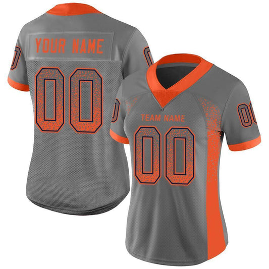 Custom Gray Orange-Navy Mesh Drift Fashion Football Jersey - Sky-Custom