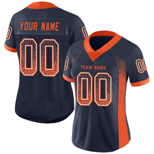 Custom Navy Orange-White Mesh Drift Fashion Football Jersey - Sky-Custom
