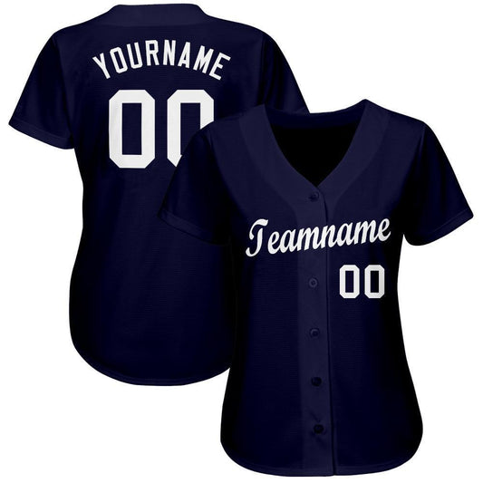 Custom Navy White Baseball Jersey - Sky-Custom
