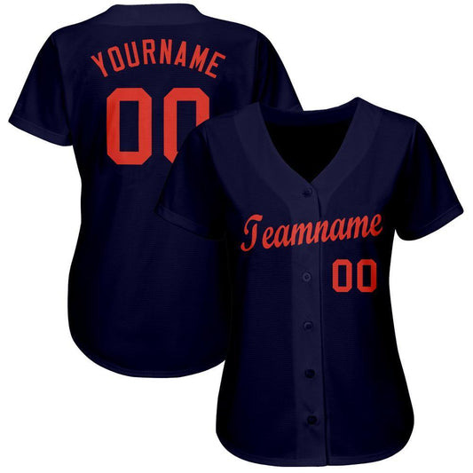 Custom Navy Orange Baseball Jersey - Sky-Custom