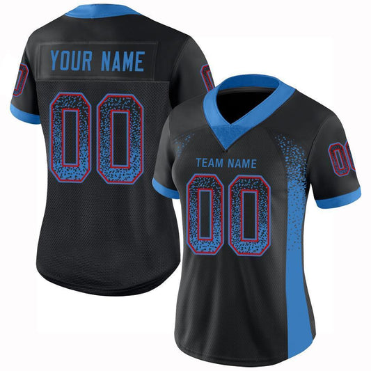 Custom Black Powder Blue-Red Mesh Drift Fashion Football Jersey - Sky-Custom