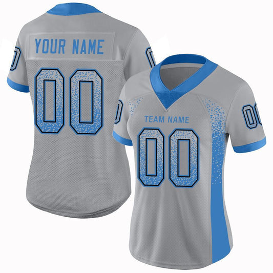 Custom Light Gray Powder Blue-Black Mesh Drift Fashion Football Jersey - Sky-Custom