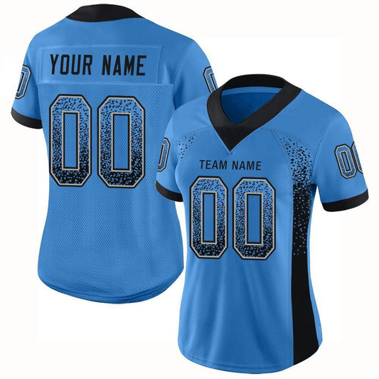 Custom Powder Blue Black-Gray Mesh Drift Fashion Football Jersey - Sky-Custom