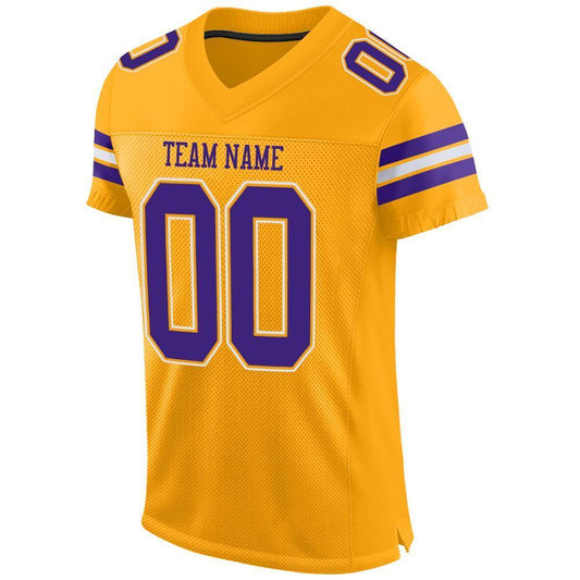 Custom Gold Purple-White Mesh Authentic Football Jersey - Sky-Custom