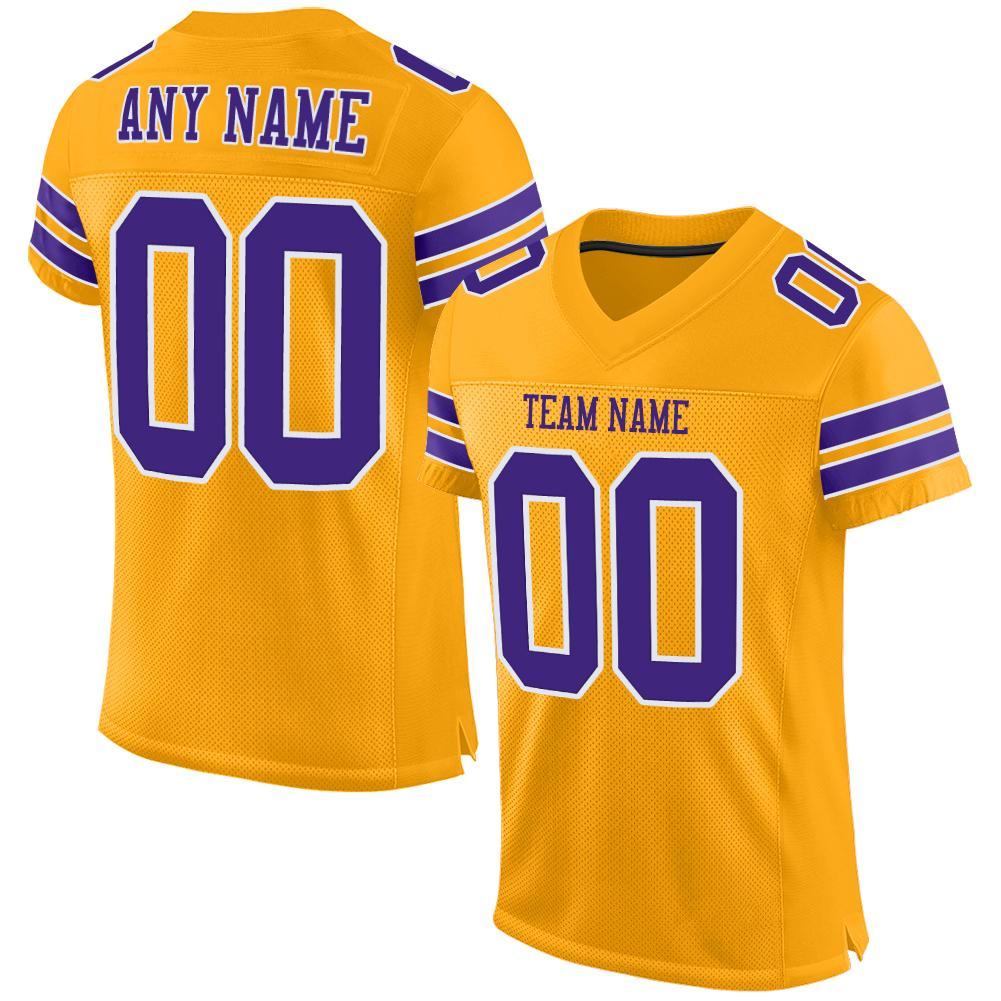 Custom Gold Purple-White Mesh Authentic Football Jersey - Sky-Custom