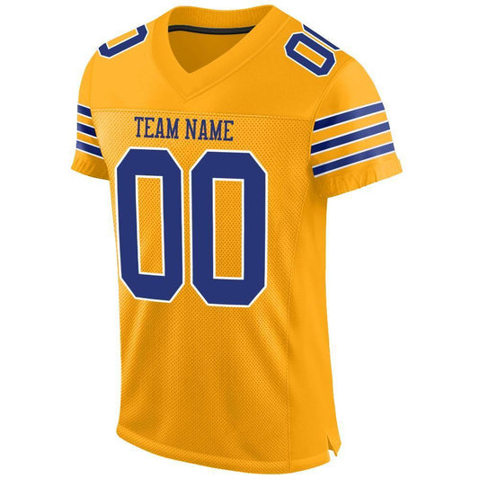 Custom Gold Royal-White Mesh Authentic Football Jersey - Sky-Custom