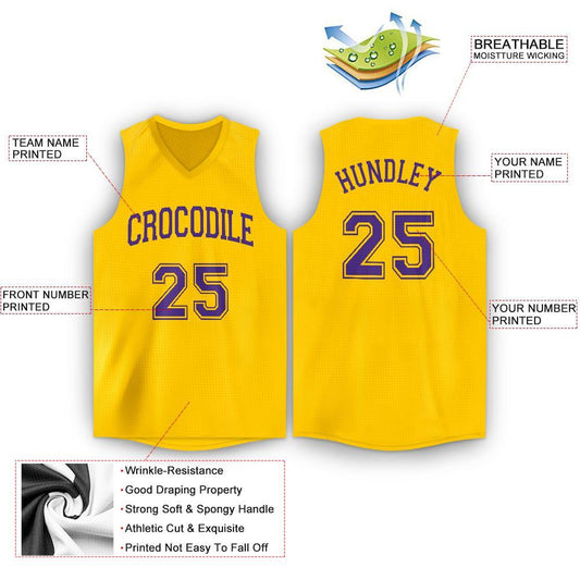 Custom Gold Purple V-Neck Basketball Jersey - Sky-Custom