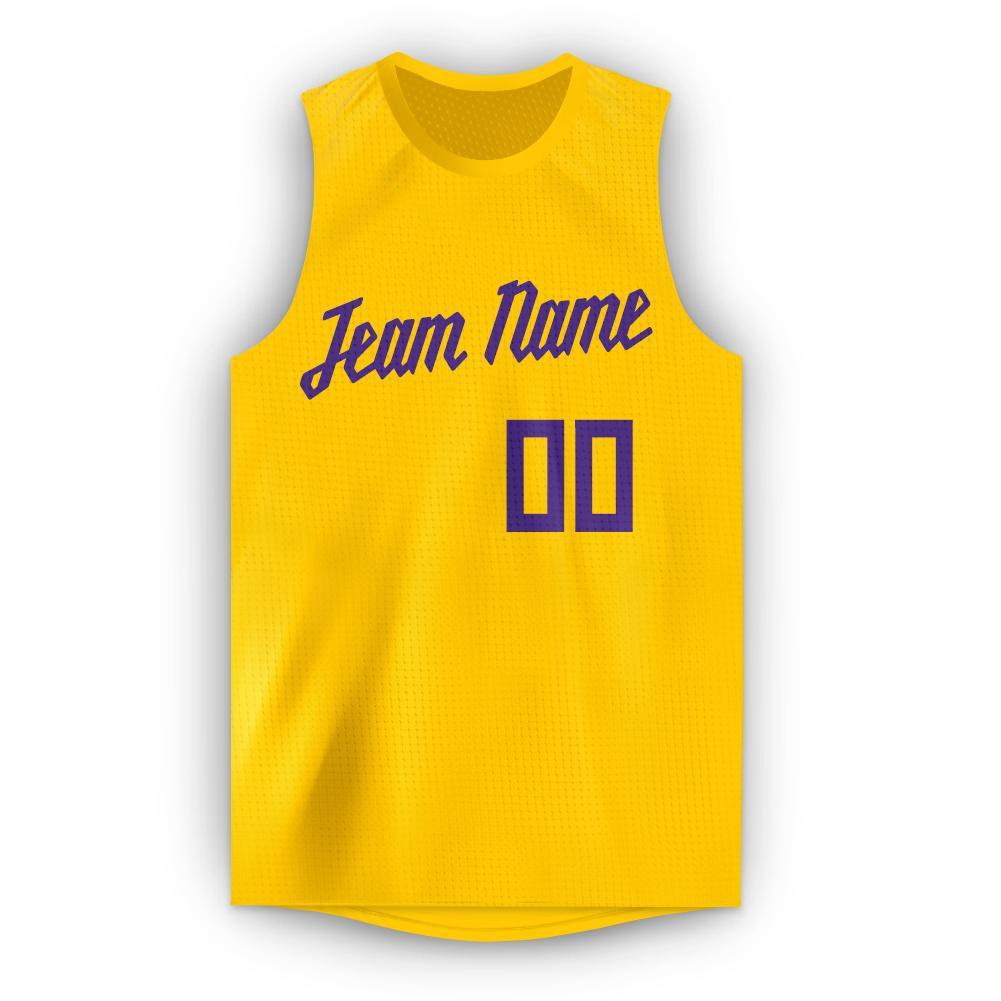 Custom Gold Purple Round Neck Basketball Jersey - Sky-Custom