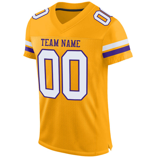 Custom Gold White-Purple Mesh Authentic Football Jersey - Sky-Custom
