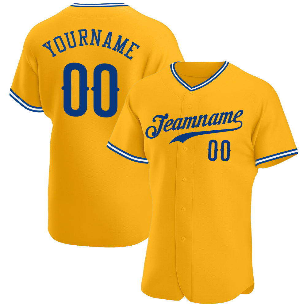 Custom Gold Royal-White Authentic Baseball Jersey - Sky-Custom